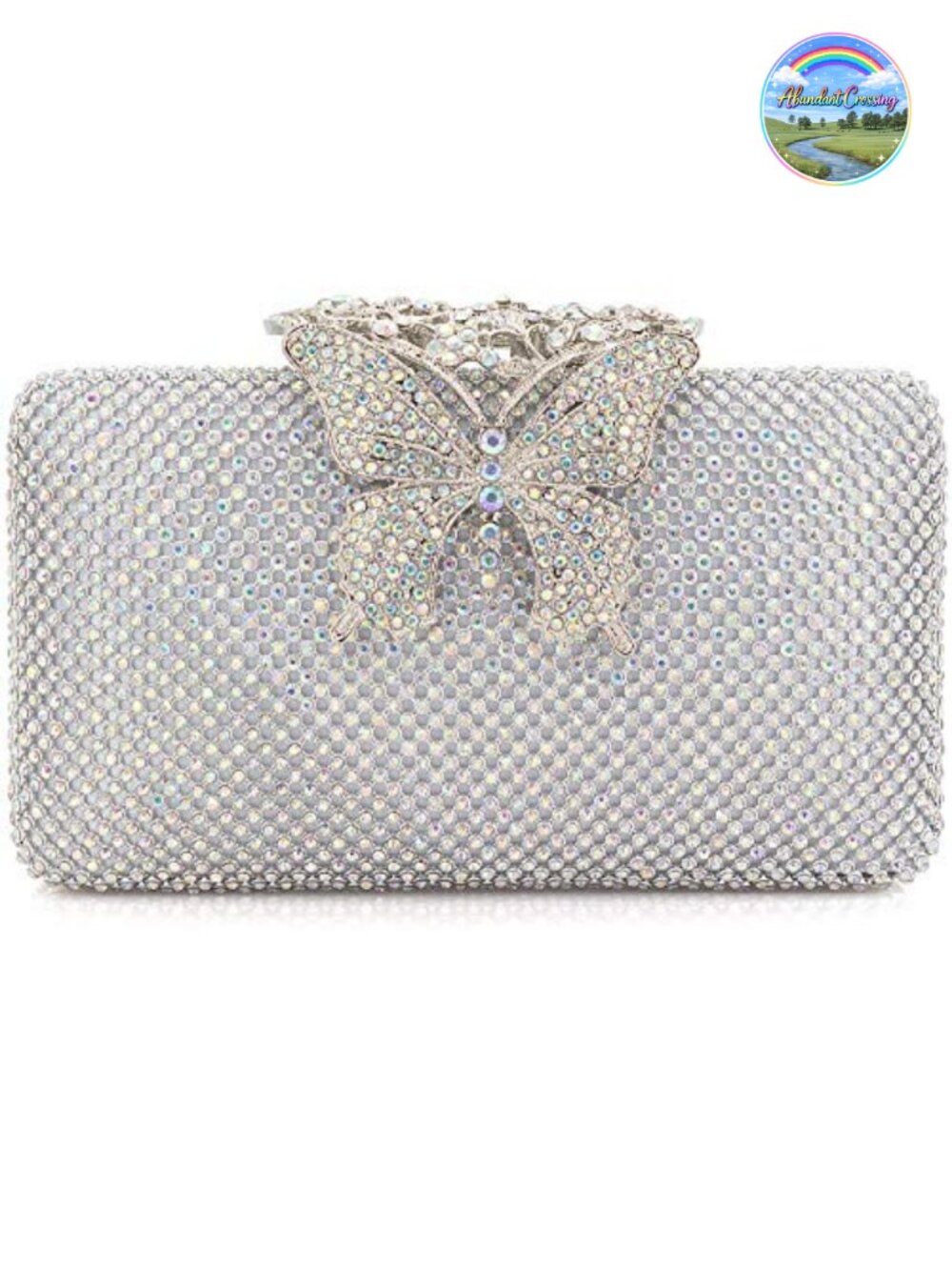 Rhinestone Crystal Butterfly Clutch Evening Bag Formal Party Purse